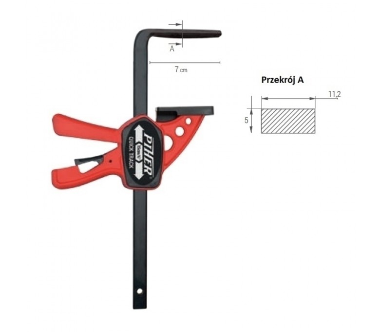 PIHER ŚCISK STOŁOWY QUICK T-TRACK 220MM P52103