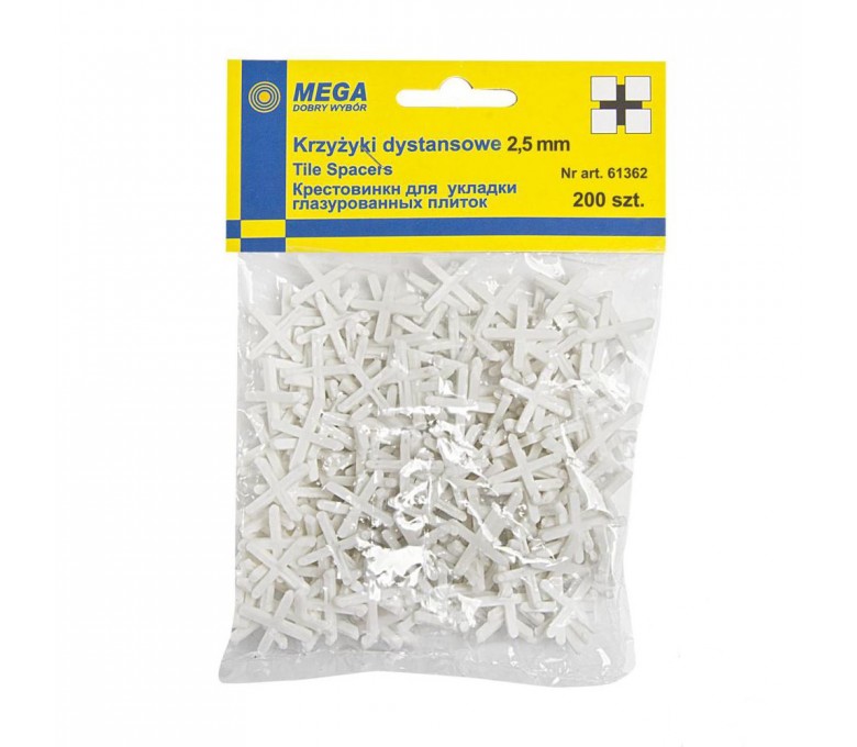 MEGA ZESTAW 200 KRZYŻYKÓW DYSTANSOWYCH DO GLAZURY 2.5MM 61362