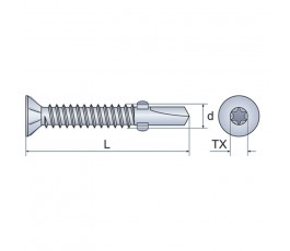 BLACHOWKRĘT SAMOWIERCĄCY Z ŁEBKIEM STOŻKOWYM I FREZAMI BOCZNYMI 6.3x50MM TX30 3047.1008