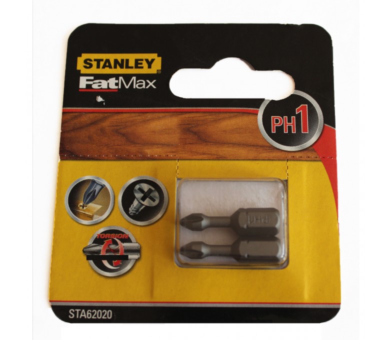 STANLEY ZESTAW 2 KOŃCÓWEK WKRĘTAKOWYCH FATMAX TORSION PH1x25MM 62020