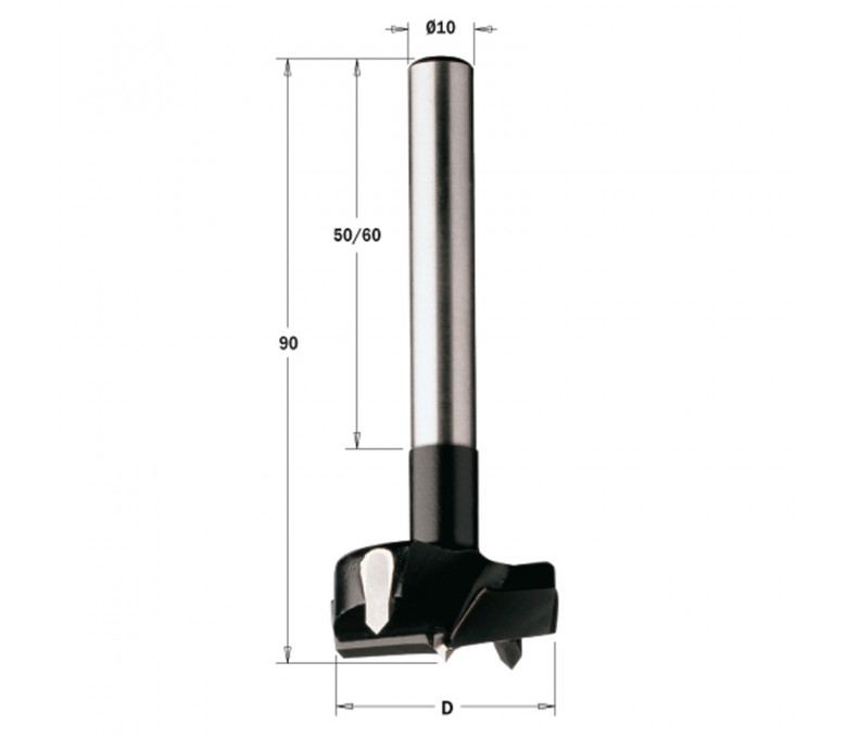 CMT WIERTŁO PUSZKOWE HW RH D=42 L=90 S=10x60MM Z UCHWYTEM CYLINDRYCZNYM 512.420.11