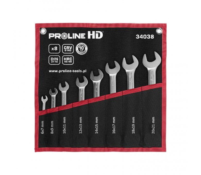 PROLINE HD ZESTAW 8 KLUCZY PŁASKICH (6x7-20x22MM) CRV 34038