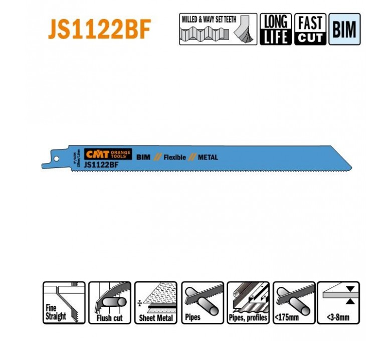 CMT ZESTAW 20 PIŁ SZABLASTYCH L=225 I=205 H=19 K=0.90 TS=1.8 JS1122BF-20