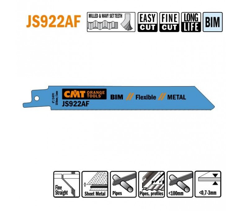 CMT ZESTAW 5 PIŁ SZABLASTYCH L=150 I=130 H=19 K=0,9 TS=90 JS922AF-5