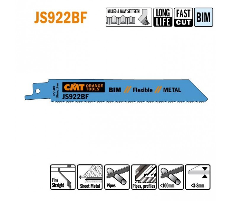 CMT ZESTAW 5 BRZESZCZOTÓW PIŁ SZABLASTYCH L=150 I=130 H=19 K=0,9 JS922BF-5