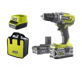 RYOBI AKUMULATOROWA WIERTARKO-WKRĘTARKA 18V R18DD3-252S + AKUMULATORY 2AH/5AH + ŁADOWARKA + TORBA + BIT 5133003353