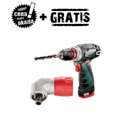 METABO AKUMULATOROWA WIERTARKO-WKRĘTARKA BS QUICK BASIC POWERMAXX 2x2AH 600156500 + PRZYSTAWKA KĄTOWA + GRATIS 627261000