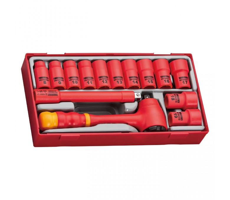 TENG TOOLS ZESTAW NARZĘDZI NASADOWYCH VDE 1000V Z CHWYTEM 3/8' 285240107