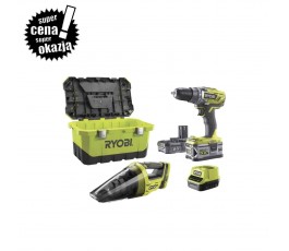 RYOBI AKUMULATOROWA WIERTARKO-WKRĘTARKA IN2 R18DD3-252VT + ODKURZACZ + 2 AKUMULATORY + ŁADOWARKA 18V + TOOLBOX 5133004292