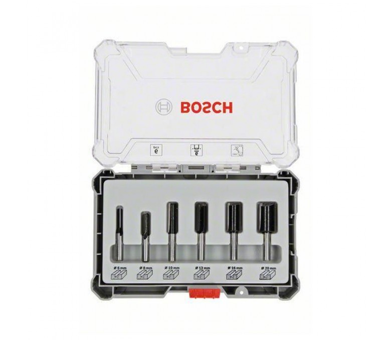 BOSCH ZESTAW 6 FREZÓW PROSTYCH Z UCHWYTEM 6MM 2607017465