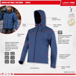 LAHTIPRO KURTKA SOFTSHELL GRANATOWA Z KAPTUREM ROZMIAR "S" L4093501