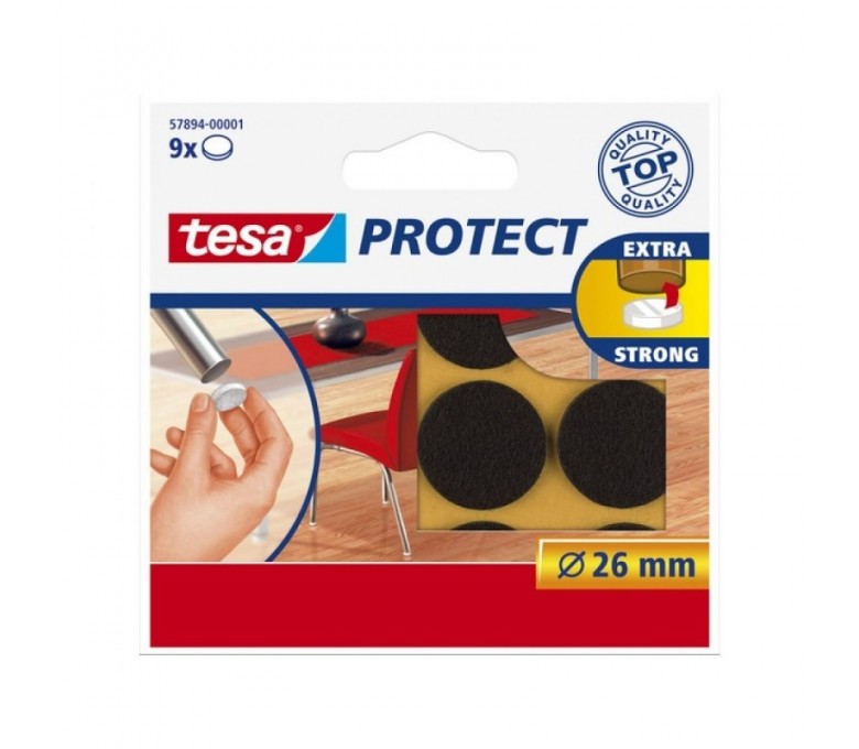 TESA ZESTAW 9 PODKŁADEK FILCOWYCH 26MM BRĄZOWYCH TS57894