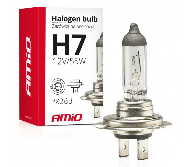 AMIO ŻARÓWKA HALOGENOWA H7 12V/55W FILTR UV 01156