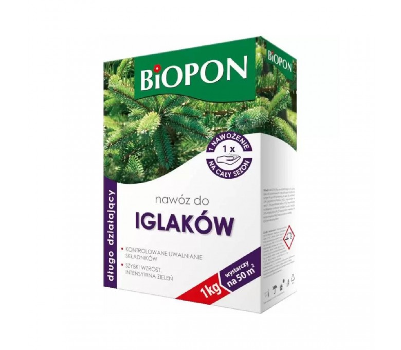 BIOPON NAWÓZ DO IGLAKÓW 1KG DŁUGO DZIAŁAJĄCY KARTON GRANULAT C06050200096