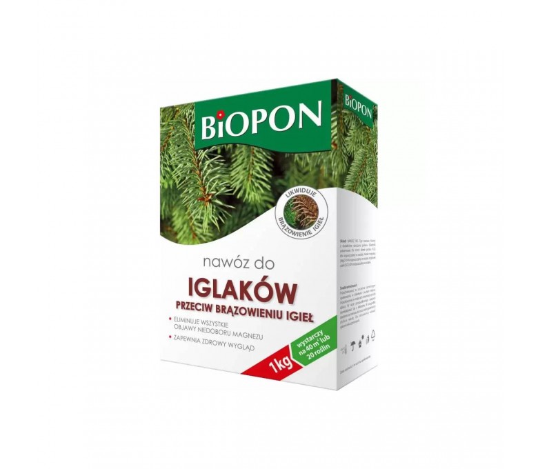 BIOPON NAWÓZ DO IGLAKÓW 1 KG PRZECIW BRĄZOWIENIU IGIEŁ GRANULAT KARTON C06050200063	