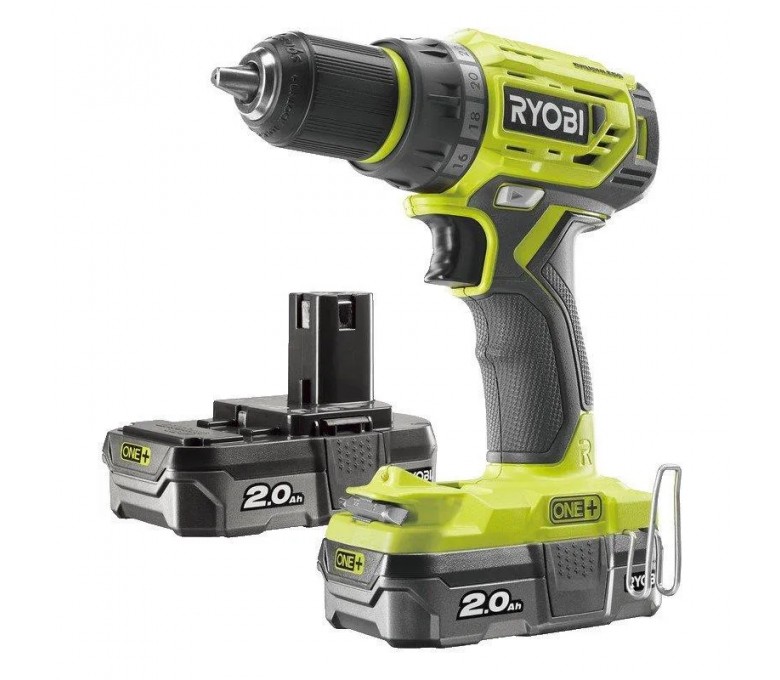 RYOBI AKUMULATOROWA WIERTARKO-WKRĘTARKA 18V + 2 AKUMULATORY LI-ION 2AH + ŁADOWARKA R18DD7-220S 