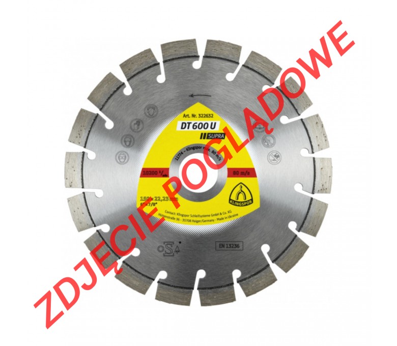 KLINGSPOR TARCZA DIAMENTOWA DO CIĘCIA DT 600 U SUPRA 150X22,23MM 322632