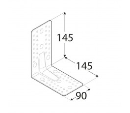 DOMAX KĄTOWNIK Z PRZETŁOCZENIEM 145X145X90 GRUBOŚĆ 2,5MM ZN KP 7 4027
