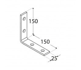 DOMAX KĄTOWNIK WĄSKI 150X150X25MM CYNK GALWANICZNY GRUBOŚĆ 5MM KW 7 4007