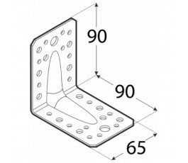  DOMAX KĄTOWNIK Z PRZETŁOCZENIEM 90X90X65MM GRUBOŚĆ 2.5MM ZN KP 1 4021