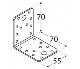 DOMAX KĄTOWNIK ŁĄCZNIKOWY 70X70X55MM GRUBOŚĆ 2,5MM ZN KL 2 4072