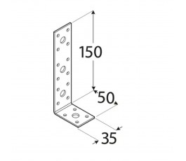 DOMAX KĄTOWNIK ŁĄCZNIKOWY WĄSKI 150X50X35MM GRUBOŚĆ 2.5MM ZN KL 3 4073