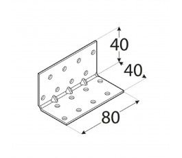 DOMAX KĄTOWNIK MONTAŻOWY Z PRZETŁOCZENIEM 40X40X80MM GRUBOŚĆ 1.5MM ZN KMP 3 4133