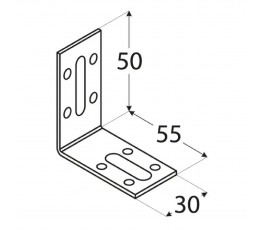 DOMAX KĄTOWNIK Z REGULACJĄ 50X55X30MM GRUBOŚĆ 2MM ZN KRD 1 4215