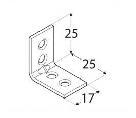 DOMAX KĄTOWNIK WĄSKI Z PRZETŁOCZENIEM 25X25X17MM GRUBOŚĆ 1.5MM CYNK GALWANICZNY 1 4001