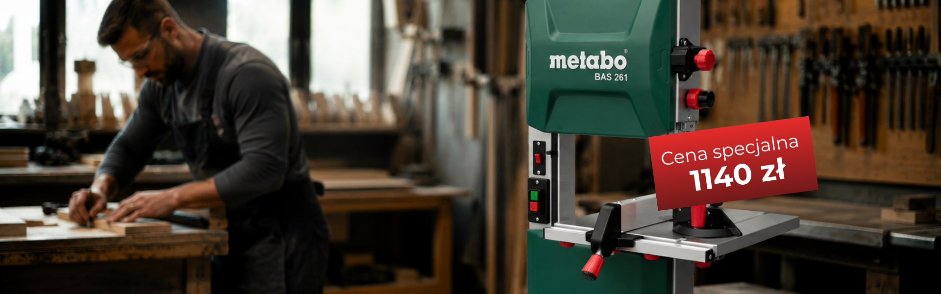 Pilarka taśmowa Metabo BAS 261 Precision 400W w promocji 1140 zł – precyzyjna pilarka do warsztatu i drewna